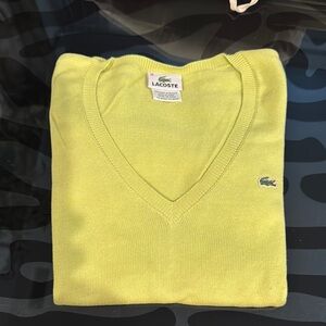 Lacoste women’s lime green v neck sweater